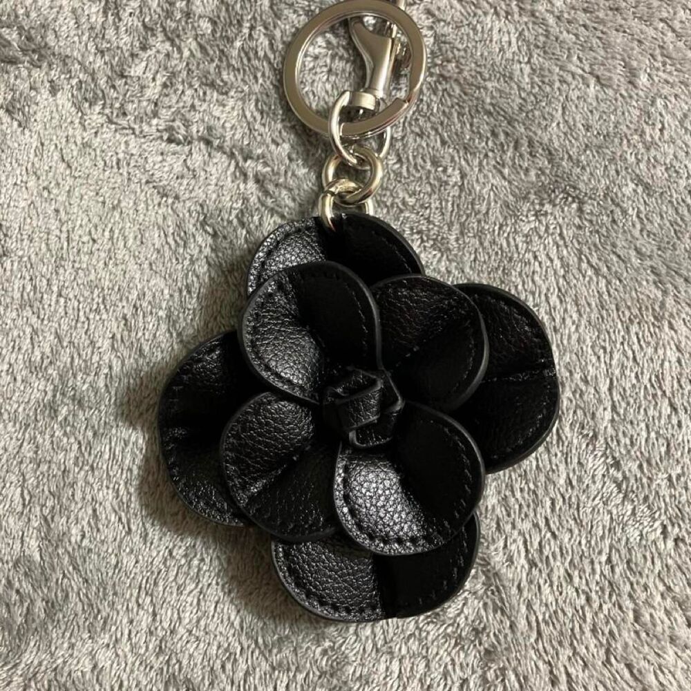 Black Flower Key Chain or Bag Charm